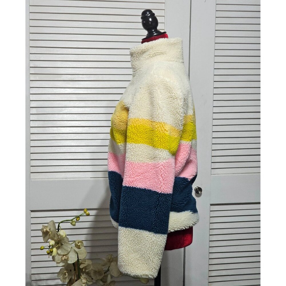 Faherty Women's Multicolor Sun and Wave Faux Sherpa Full Zip Size Xsmall 2980 - Picture 4 of 16